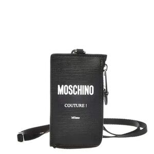 Moschino unisex logo monogram leather zip up card holder wallet NEW